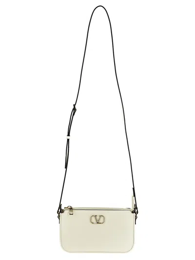 Valentino Garavani Mini Leather Vlogo Cross-body Bag In Ivory