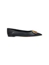 Valentino Vlogo Leather Ballerina Shoes In Black  