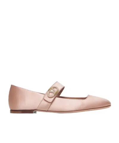 Valentino Garavani Valentino Vlogo Locker Mary-jane Square Toe Ballerina Shoes In Pink