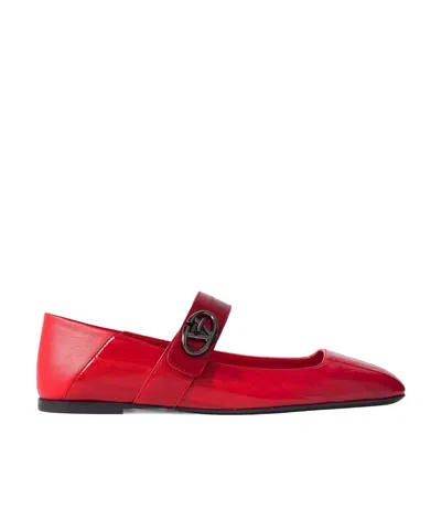 Valentino Garavani Logo Ballet Shoes In Red