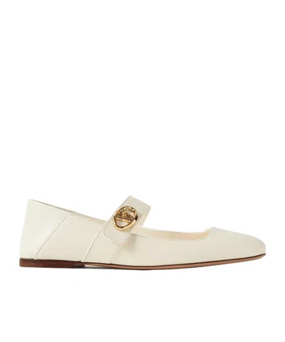 Valentino Garavani Vlogo Locker Mary-jane Ballet Flats In White