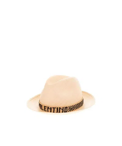 Valentino Garavani Logo-band Straw Hat In Nude