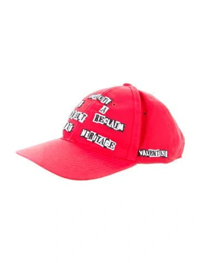 Pre-owned Valentino Garavani Logo Baseball Hat In Red