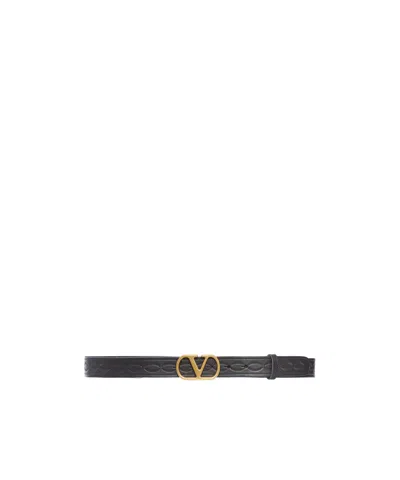 Valentino Garavani Logo Belt In Black