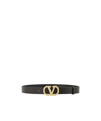 Valentino Garavani Logo Belt In Black