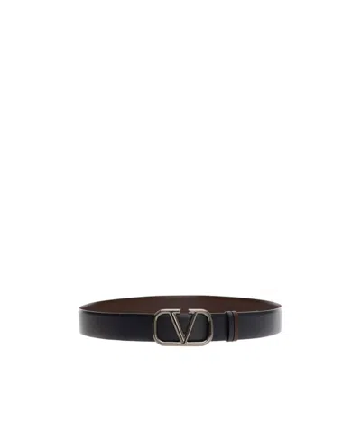 Valentino Garavani Logo Belt In Black