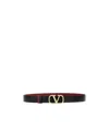 Valentino Garavani Vlogo Signature Reversible Shiny Calfskin Belt - 20mm / 1.2 In. Woman Black/deep In Black