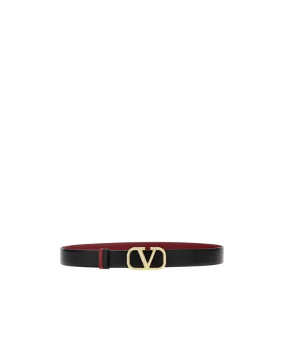 Valentino Garavani Logo Belt In Black