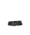 Valentino Leather Belt With Adjustable Length And Embellished Buckle In Black