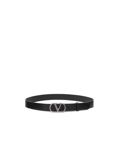 Valentino Garavani Logo Belt In Black