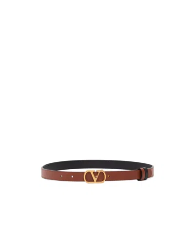 Valentino Garavani Logo Belt In Brown