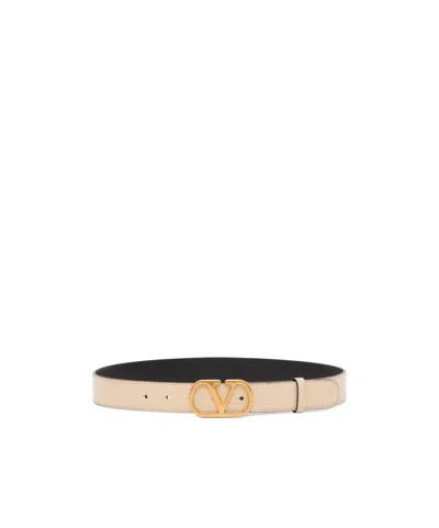 Valentino Garavani Logo Belt In Cream-white