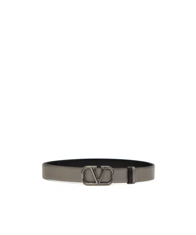 Valentino Garavani Logo Belt In Gray