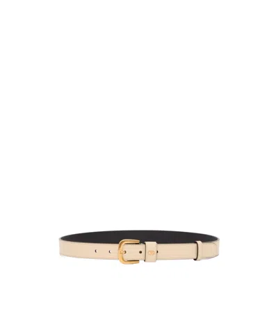 Valentino Garavani Logo Belt In Nude