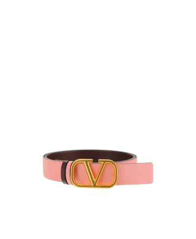 Valentino Garavani Logo Belt In Pink