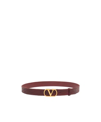 Valentino Garavani Logo Belt In Red