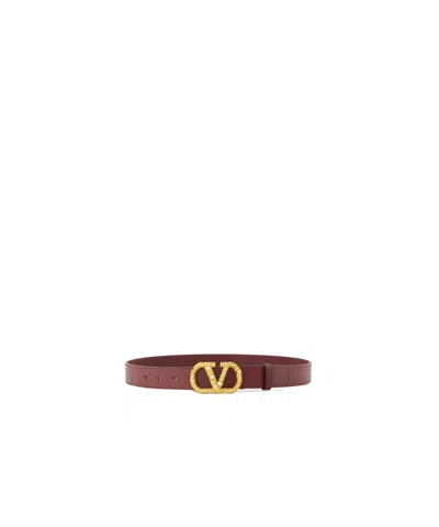 Valentino Garavani Logo Belt In Red