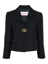 Valentino Vlogo Single-breasted Wool Blazer In Azul Oscuro