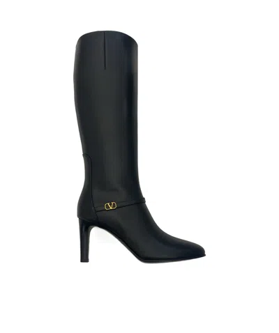 Valentino Garavani Logo Boots In Black