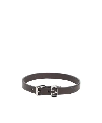 VALENTINO GARAVANI LEATHER V-LOGO BRACELET