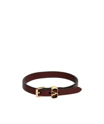 Valentino Garavani Logo Bracelet In Brown