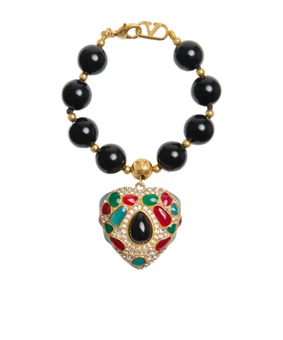 VALENTINO GARAVANI COEUR ROYAL BRACELET IN METAL, RESIN, ENAMEL AND SWAROVSKI CRYSTALS