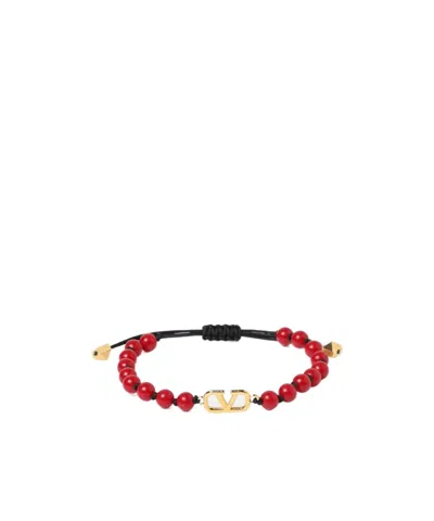 Valentino Garavani Vlogo-plaque Bracelet In Red