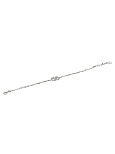 Valentino Garavani Logo Bracelet In Silver Shade