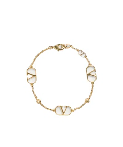 Valentino Garavani Vlogo Signature Metal Bracelet Woman Gold M In Yellow