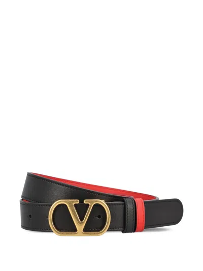 Valentino Garavani Designer Leather Belt Reversible Adjustable Length In Black
