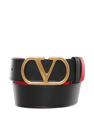 Valentino Garavani Logo Buckle Belt In Black