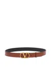 Valentino Leather Belt With Adjustable Length And Reversible In Brown