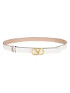 Valentino Vlogo 20mm Reversible Leather Belt In Light Ivory/pink