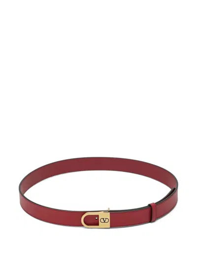 Valentino Garavani Volgo Signature Red Belt In Burgundy