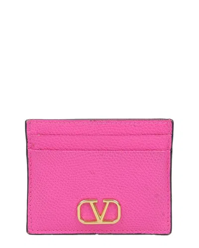 Valentino Garavani Valentino Logo Card Holder (authentic Pre-loved) In Pink