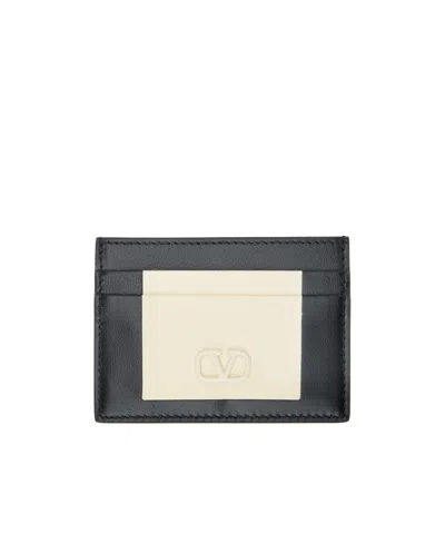 Valentino Garavani Logo Card Holder In Black/off-white