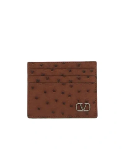 Valentino Garavani Logo Card Holder In Brown