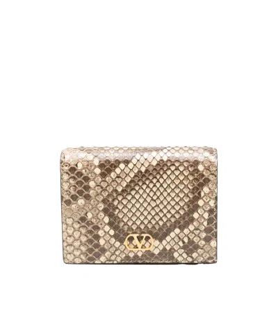 Valentino Garavani Logo Card Holder In Brown