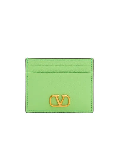 Valentino Garavani Logo Card Holder In Green