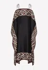 Valentino Logo Chain 1967 Off-shoulder Kaftan Dress In Multicolor