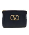 Valentino Logo Clutch In Black