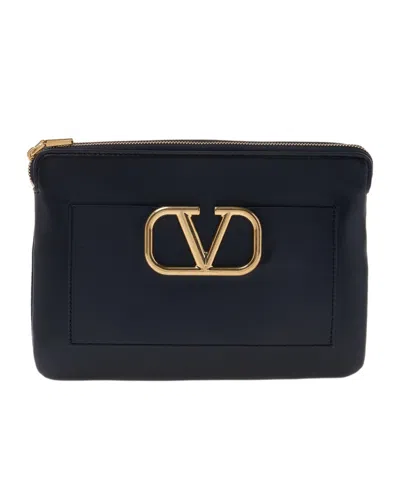 Valentino Garavani Logo Clutch In Black
