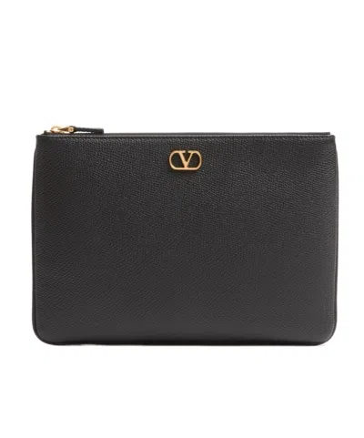 Valentino Garavani Logo Clutch In Black