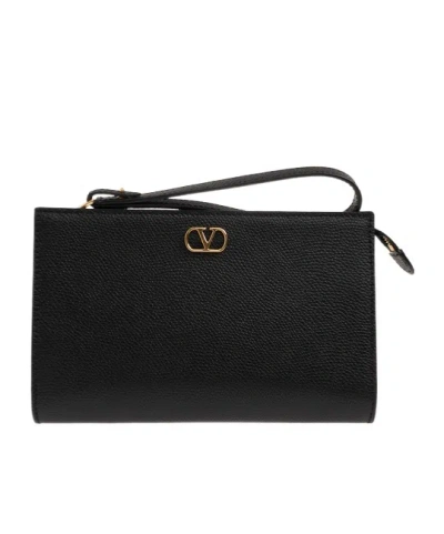 Valentino Garavani Logo Clutch In Black