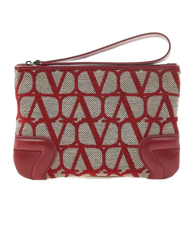Valentino Garavani Logo Clutch In Red