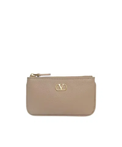 Valentino Garavani Logo Coin Purse In Neutral