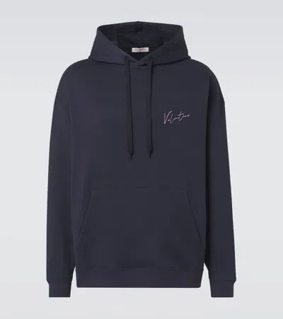 VALENTINO LOGO COTTON-BLEND JERSEY HOODIE