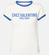 Valentino Womens Regular-fit Brand-print Cotton-jersey T-shirt Avorio Blu Elettrico In White