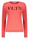 Valentino Logo Crew-neck Long-sleeve T-shirt In Pink