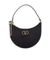 Valentino Half-moon Leather Shoulder Bag With Chain Strap In Black